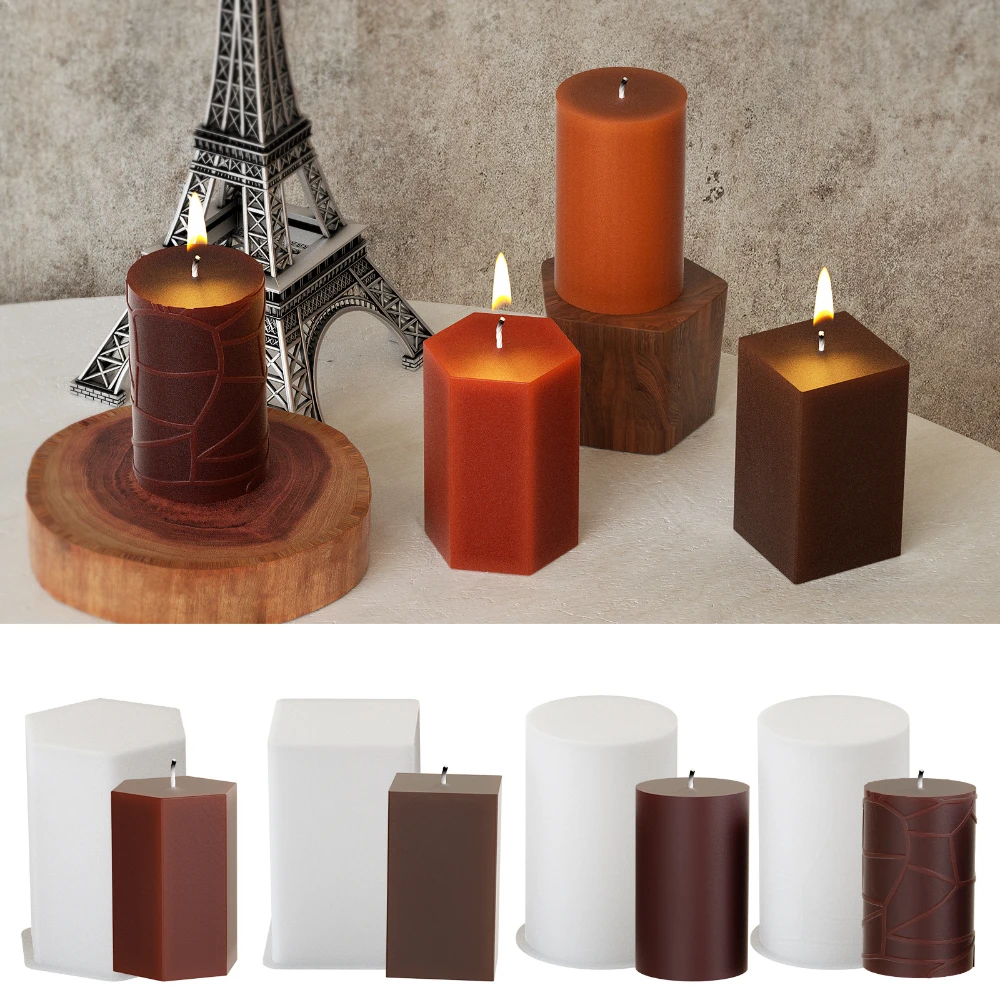 Candle Making Kit Wholesale - Simple ศิลปินเรขาคณิตรูปร่างเรซิ่นชุดบรรเทา Crackle กระบอกเทียนสบู่ซิลิโคนแม่พิมพ์สแควร์ Icicle Easy