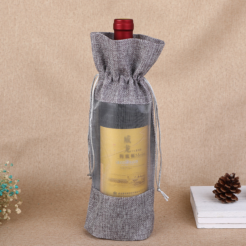 1Pcs เทียม Jute กระเป๋าขวดไวน์ - Jute Bag Packaging บทวิจารณ์และราคา