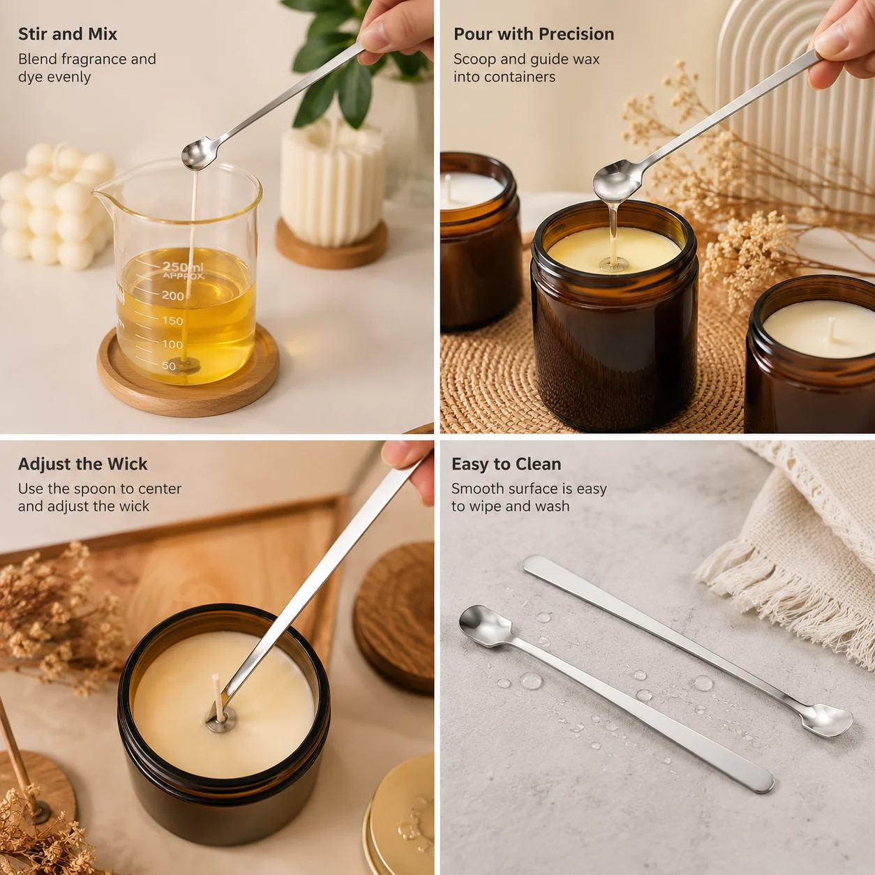 ชุดช้อนทำเทียนสแตนเลส 1/2 ชิ้น - Candle Making Kit Wholesale บทวิจารณ์และราคา