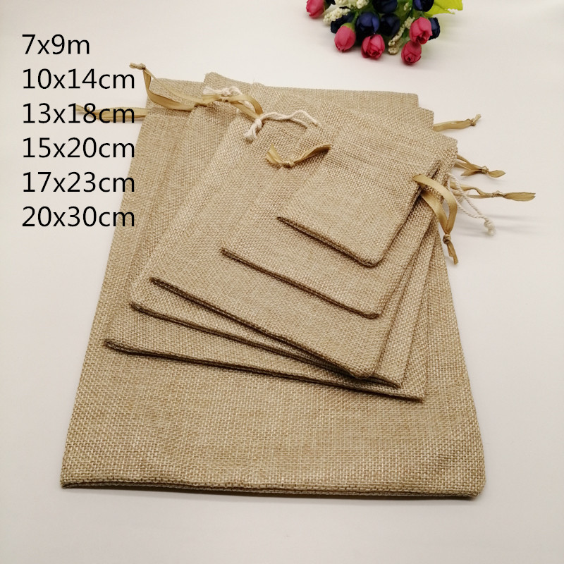 5pcs ผ้า Jute กระเป๋าบรรจุภัณฑ - Jute Bag Packaging บทวิจารณ์และราคา
