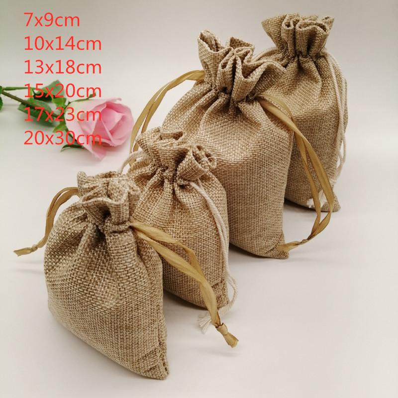 10-1000 ชิ้น/ล็อตผ้าลินินผ้าลิ - Jute Bag Packaging บทวิจารณ์และราคา