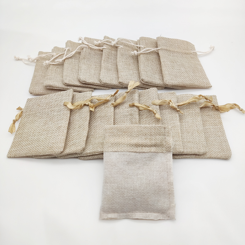 50Pcs Jute ของขวัญกระเป๋าผ้าลิ - Jute Bag Packaging บทวิจารณ์และราคา